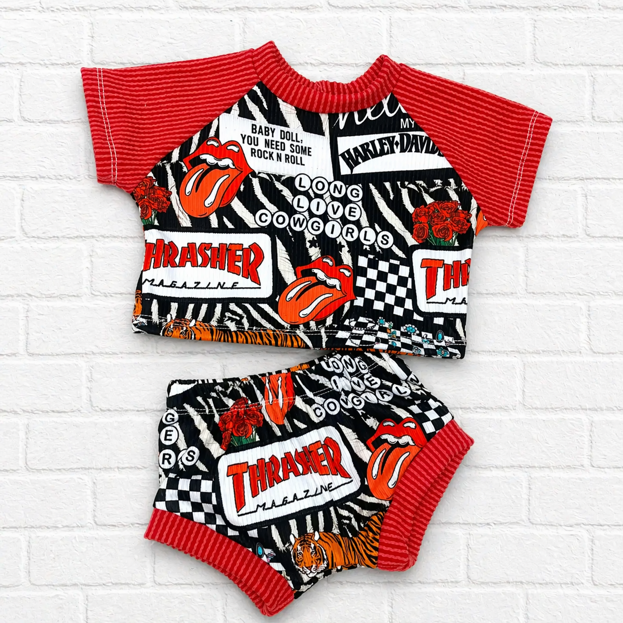 Rock n Roll Modest Crop Raglan & Shorties