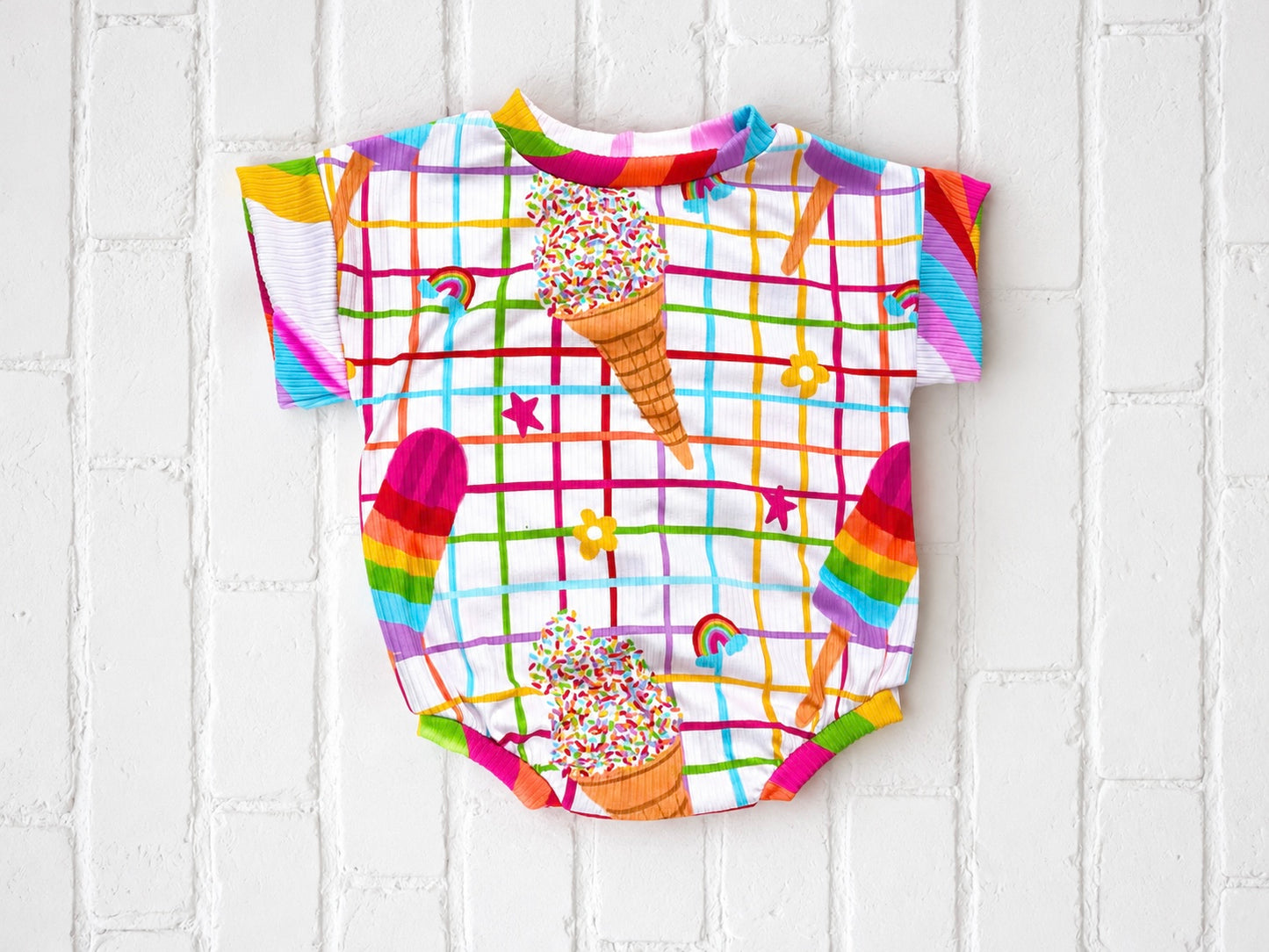 6m RTS tee romper with snaps (the white is more of light pink in person)