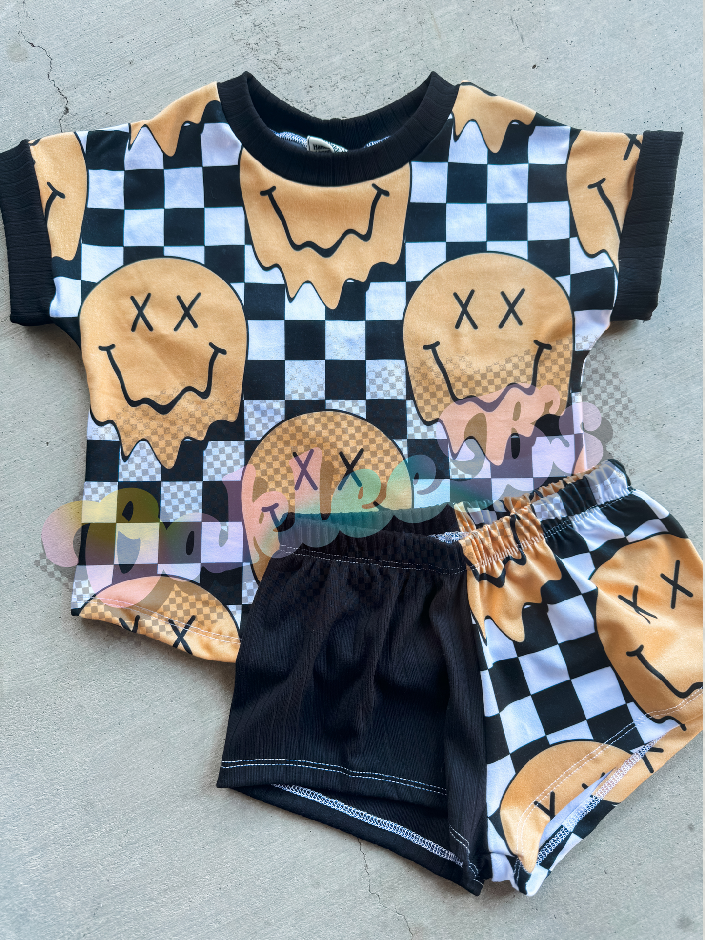 Smiley Checks Short Sleeve Dolman & Breezy Shorts