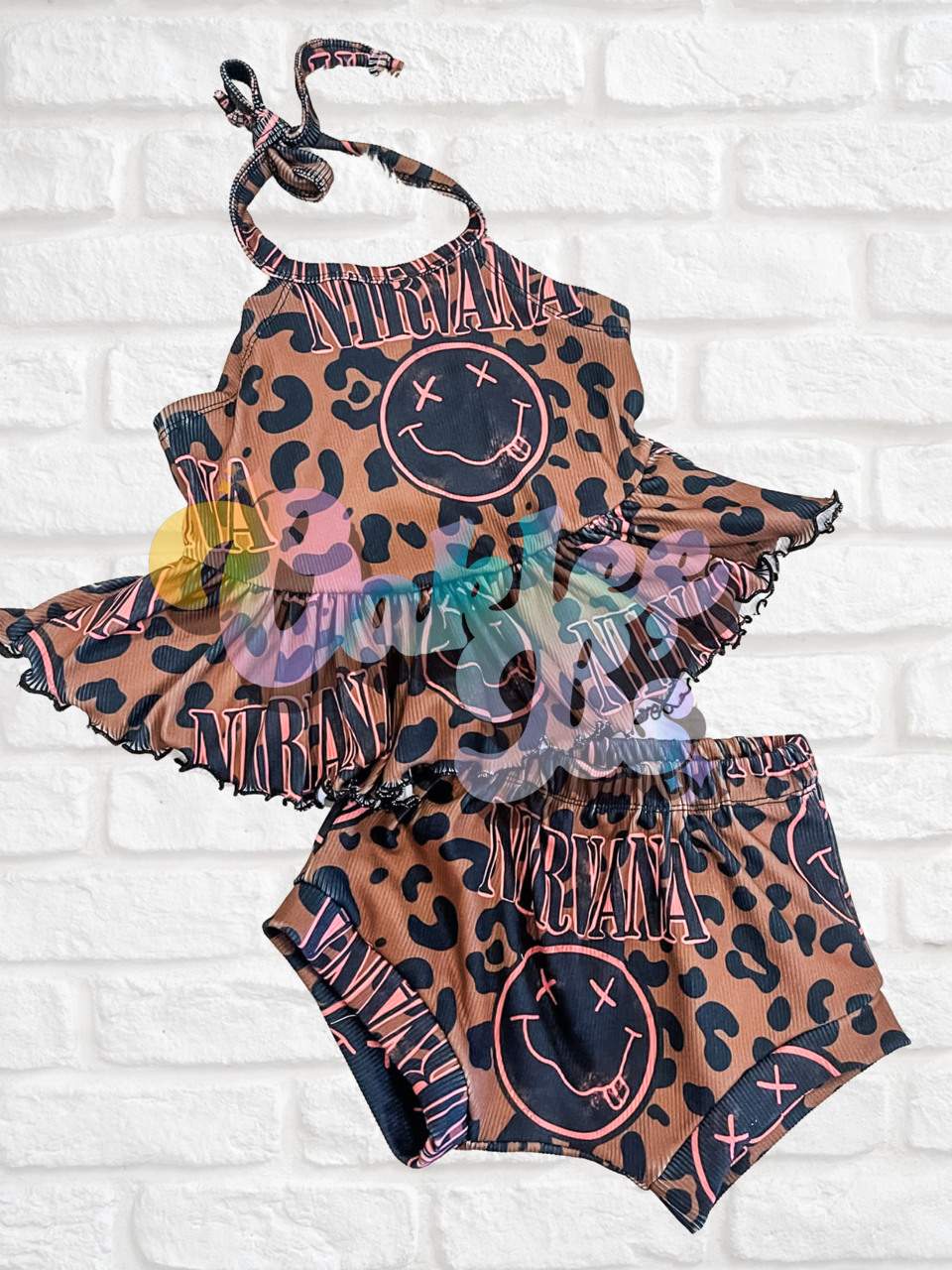Leopard Band Olive Top & Shorties