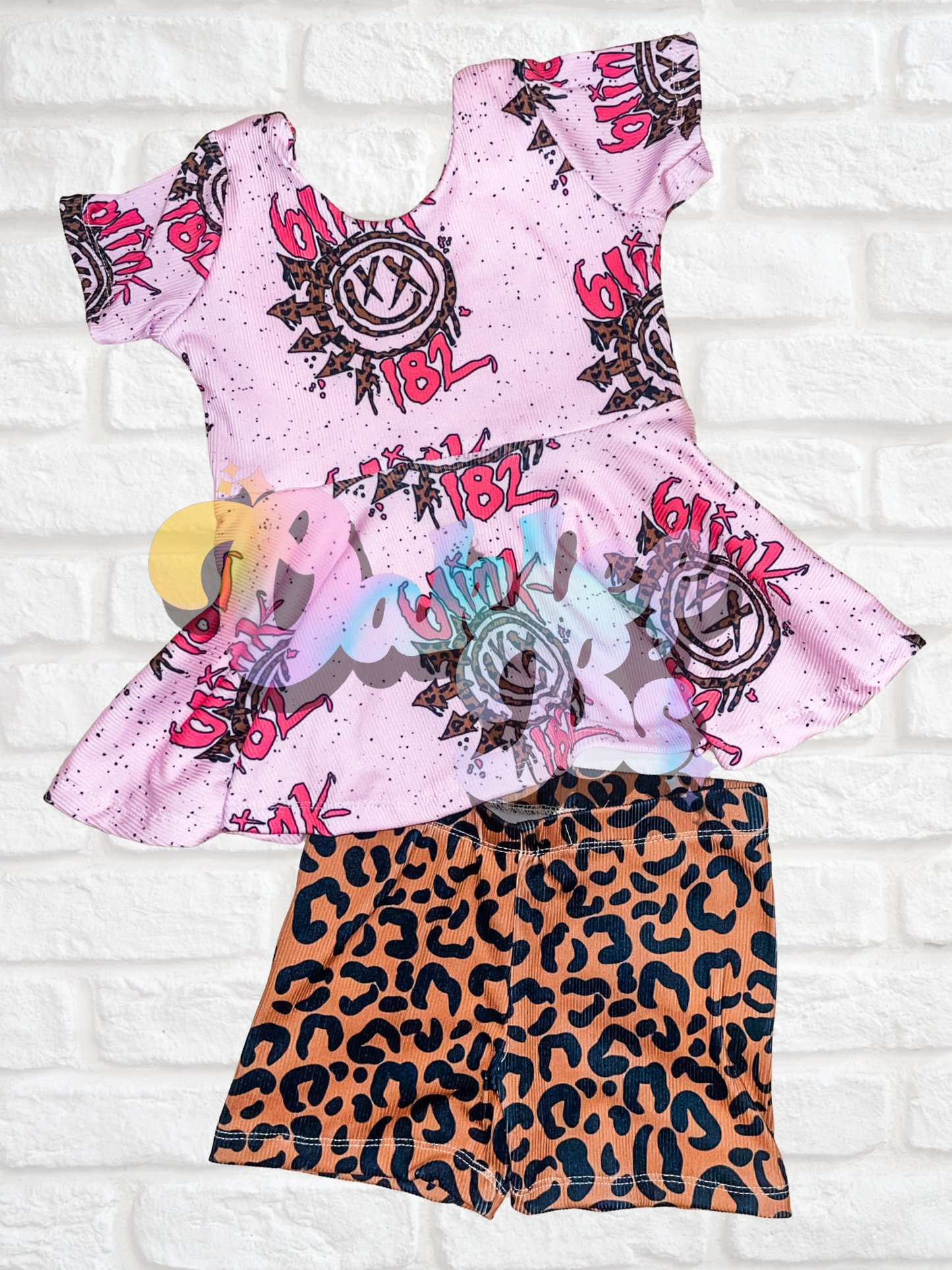 Leopard Blink Peplum Top & Bikers