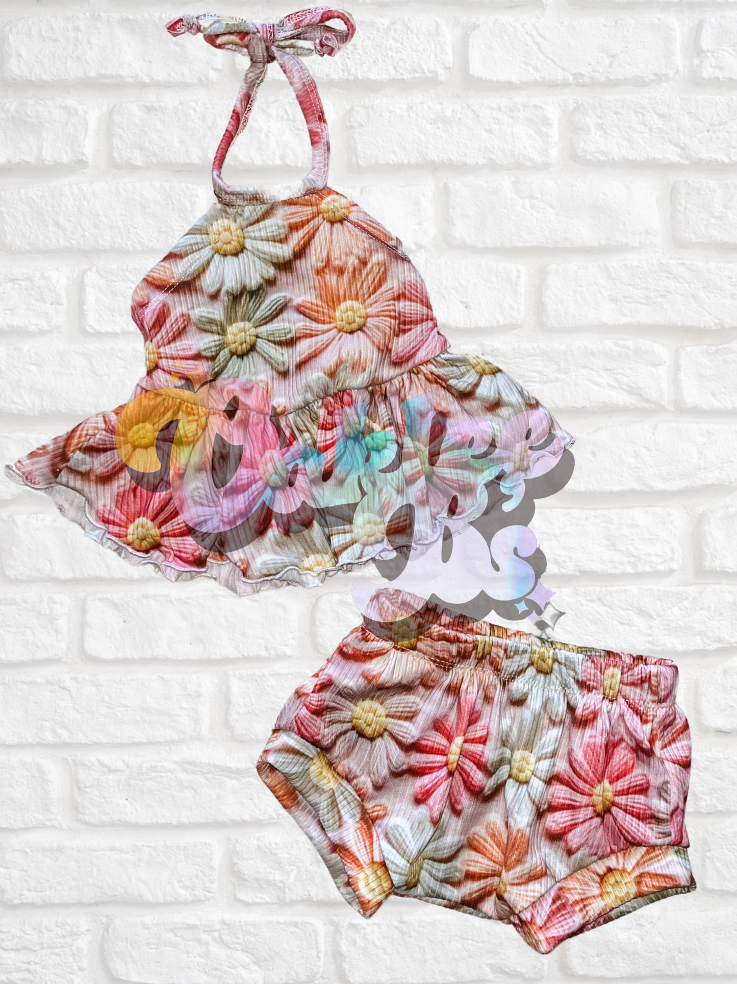 Floral Olive Top & Shorties