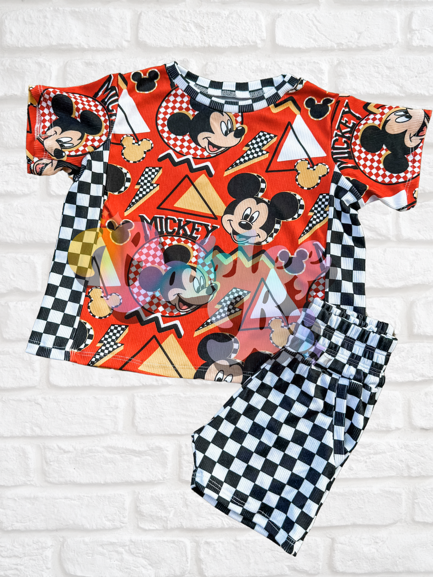 Red Mouse Olympia Tee & Checks Pocket Shorts