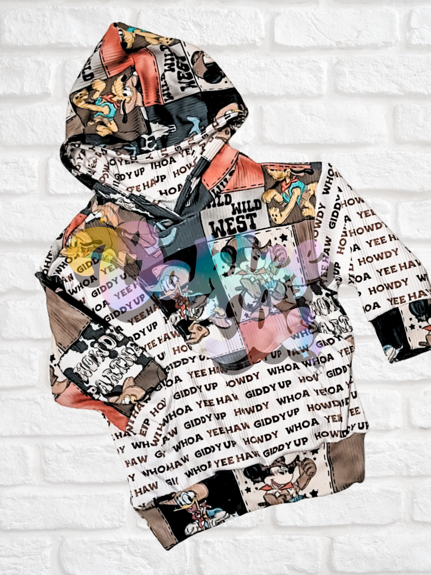 Western Mickey Brown Drip Hoodie