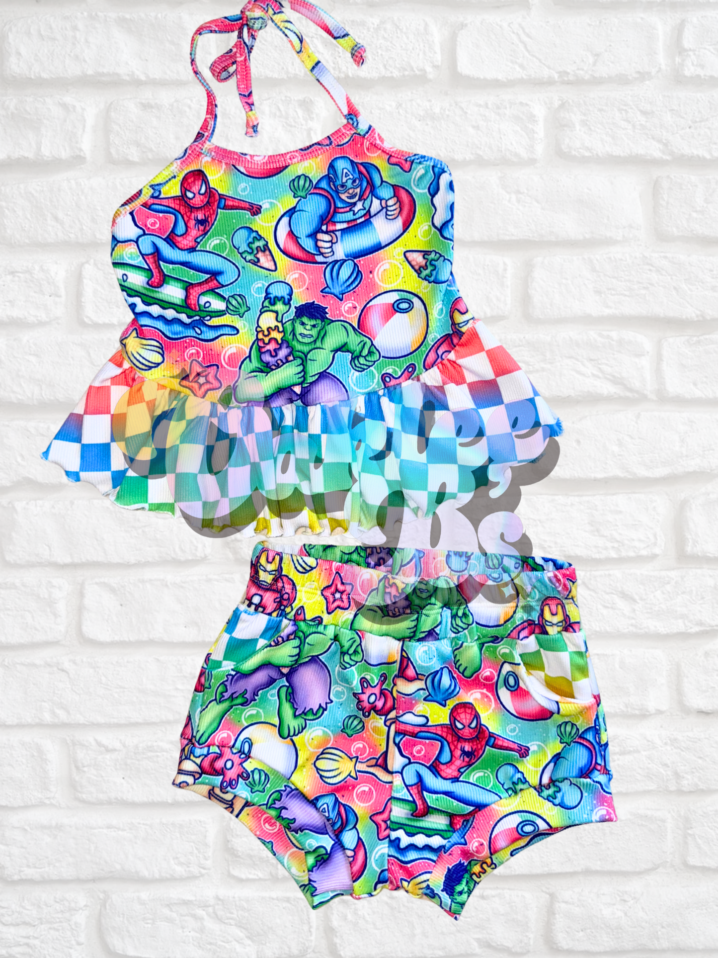 Pool Heroes Olive Top & Pocket Shorties