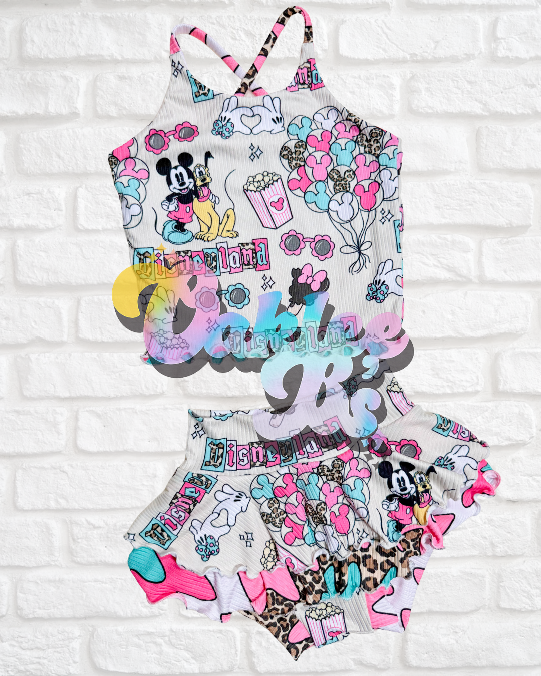 Leopard Dis Reversible Brielle Top & 2 Tier Skirted Bummies