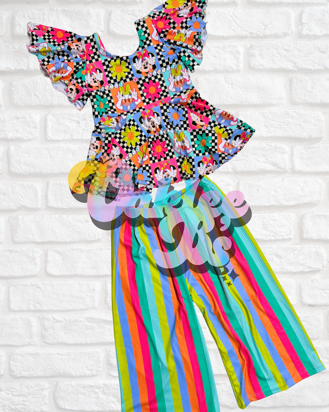 Check Minnie Flow Pants & Peplum Top