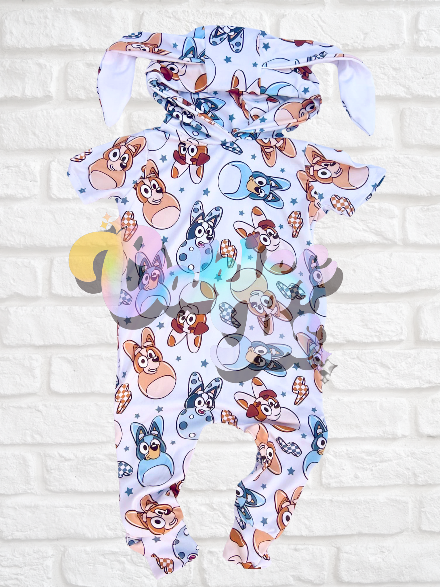 Easter Blue Dog Short Sleeve Eldoris w Bunny Ear Hood