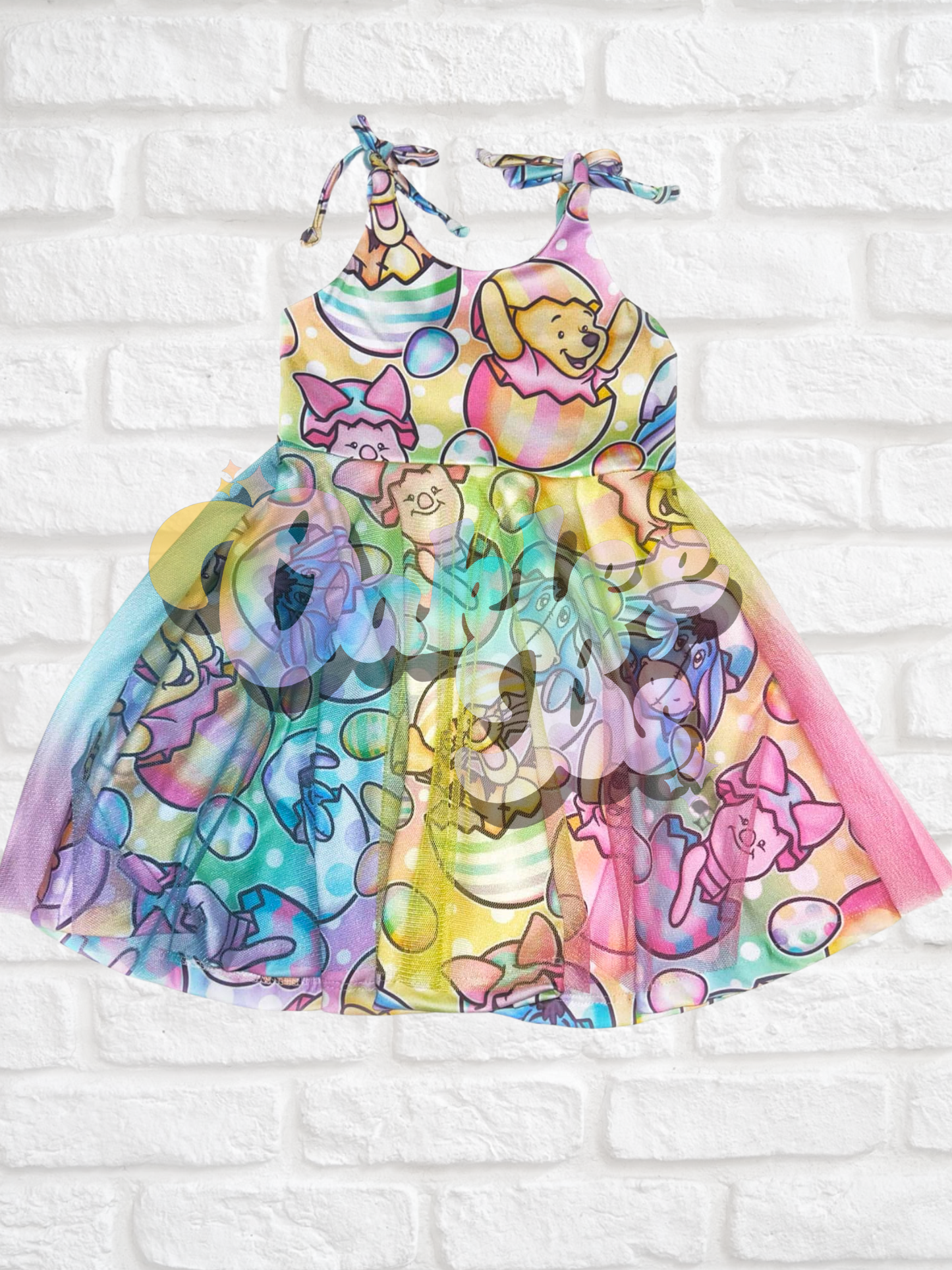 Rainbow Honey Bear Tie Strap Brielle Dress