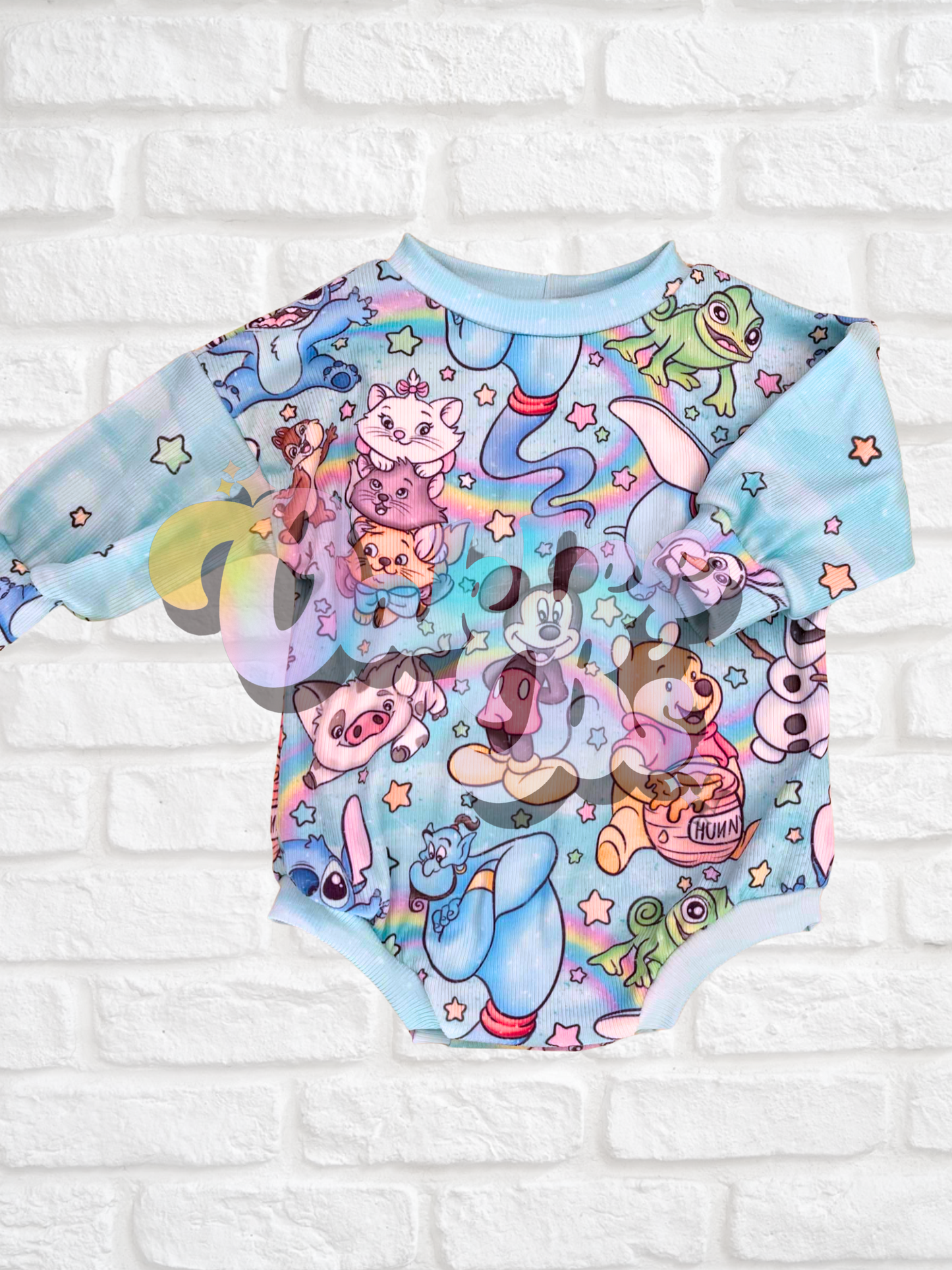 Blue Disney Sweater Romper w Snaps