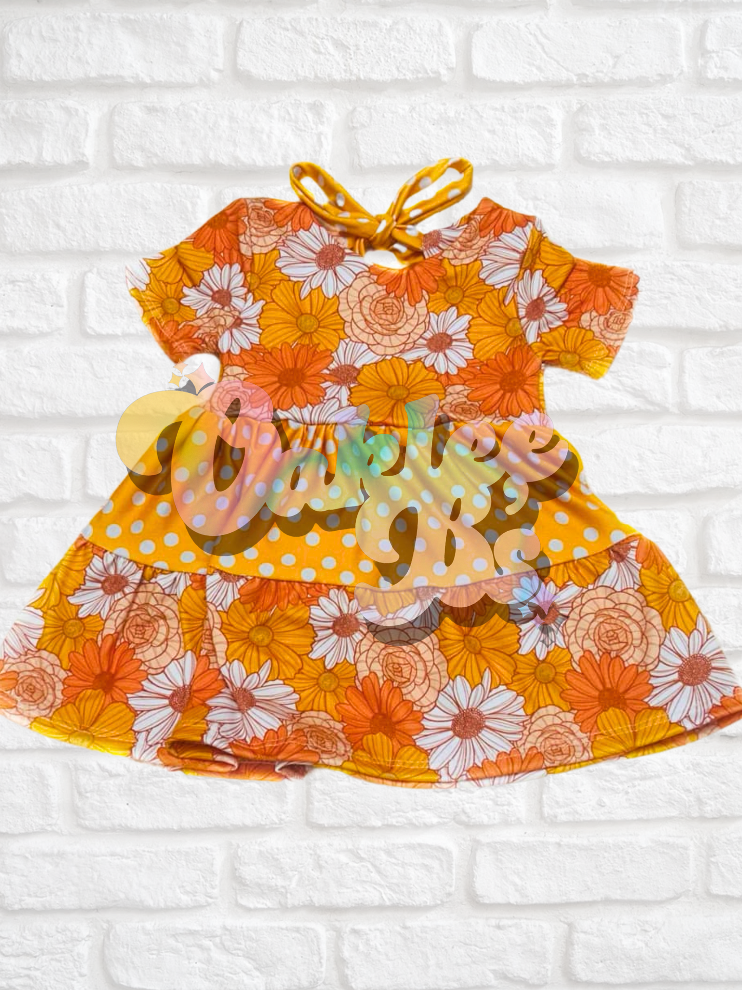 Orange Floral Knee Length Ruthy