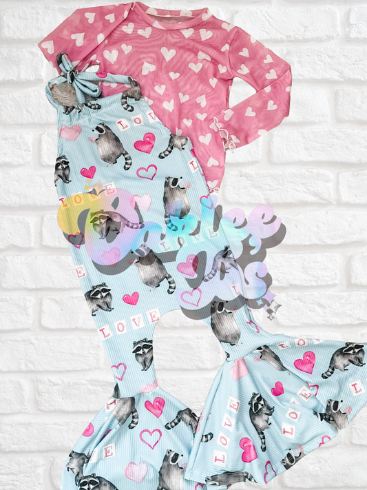 Pink Raccoons Frida Romper & Mesh Top