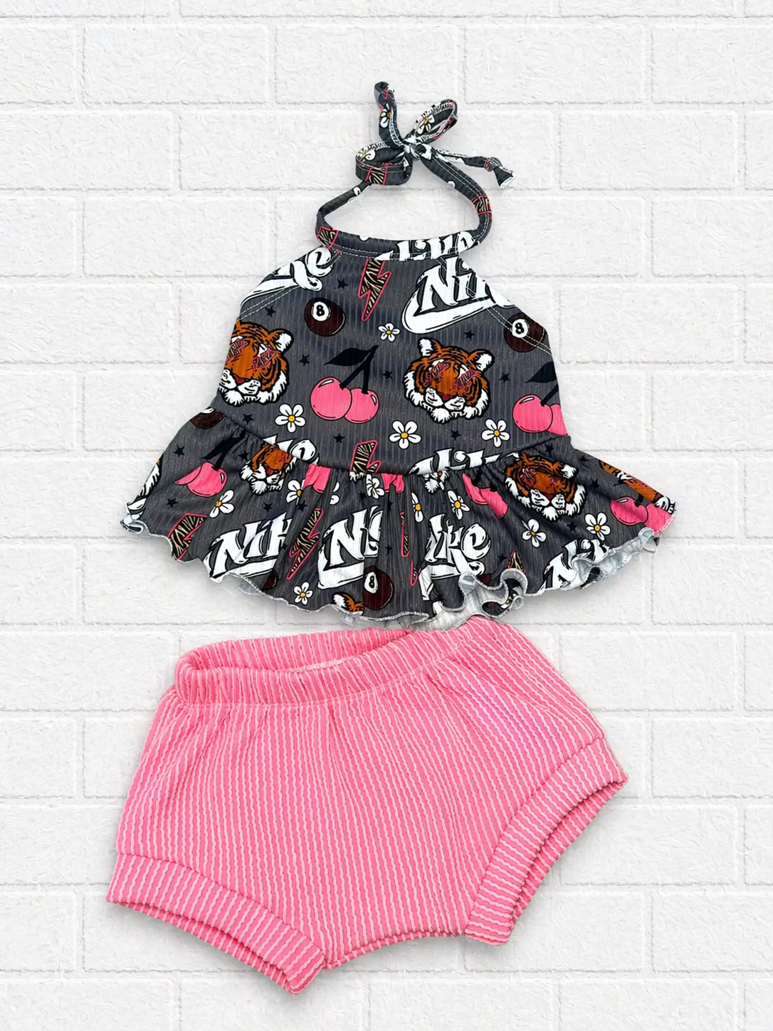 Pink Swoosh Olive Top Shorties