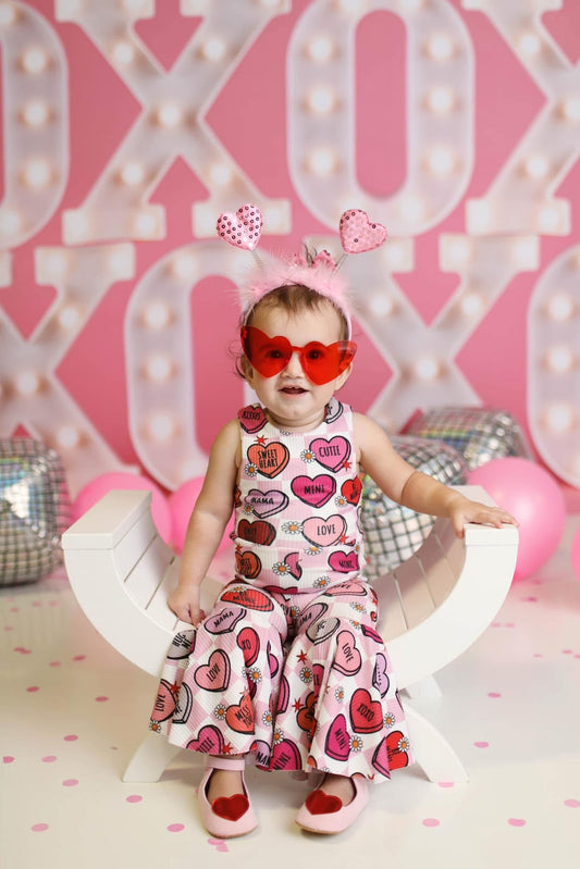 Candy Hearts Bell Romper (Ships by 1/30)