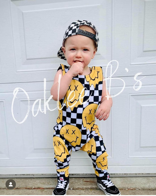 Smiley Checks Hipster Romper