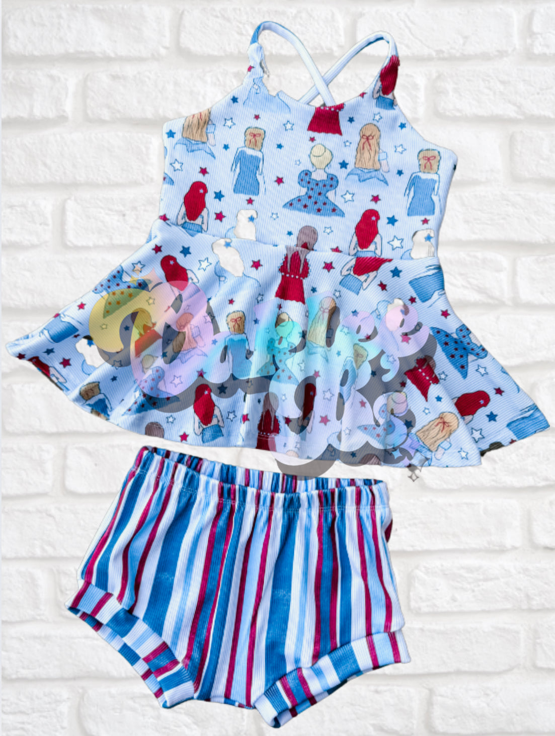 USA Princesses Brielle Cross Back Peplum & Shorties