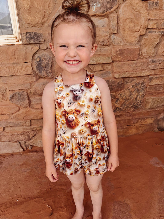 Yellow Cow Snapdragon Romper