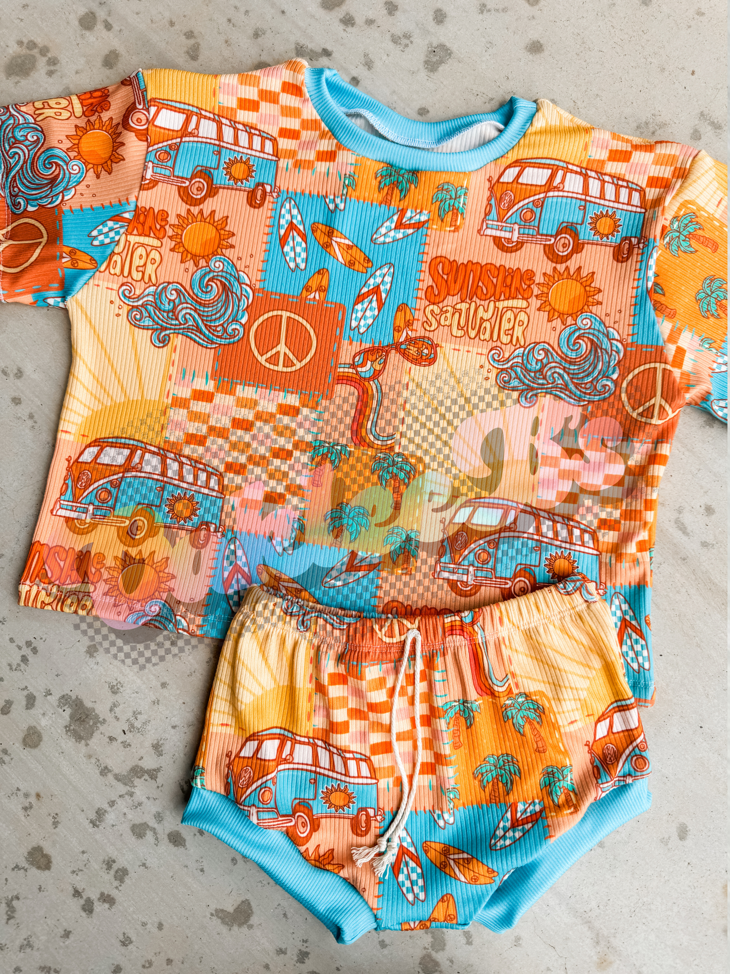 Beach Patchwork Oversized Tee & Shorties