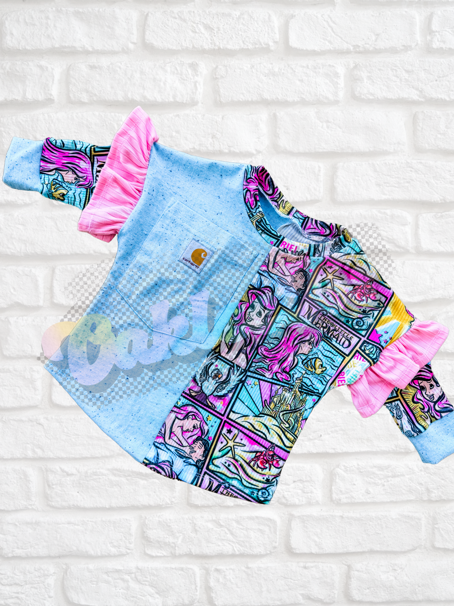 Mermaid/C@rhartt Long Sleeve Ruffle Dolman Upcycle