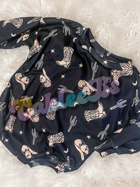 Boots Sweater Romper w/ Snaps