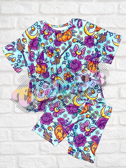 Witch Pumpkins Oversized Tee & Bikers