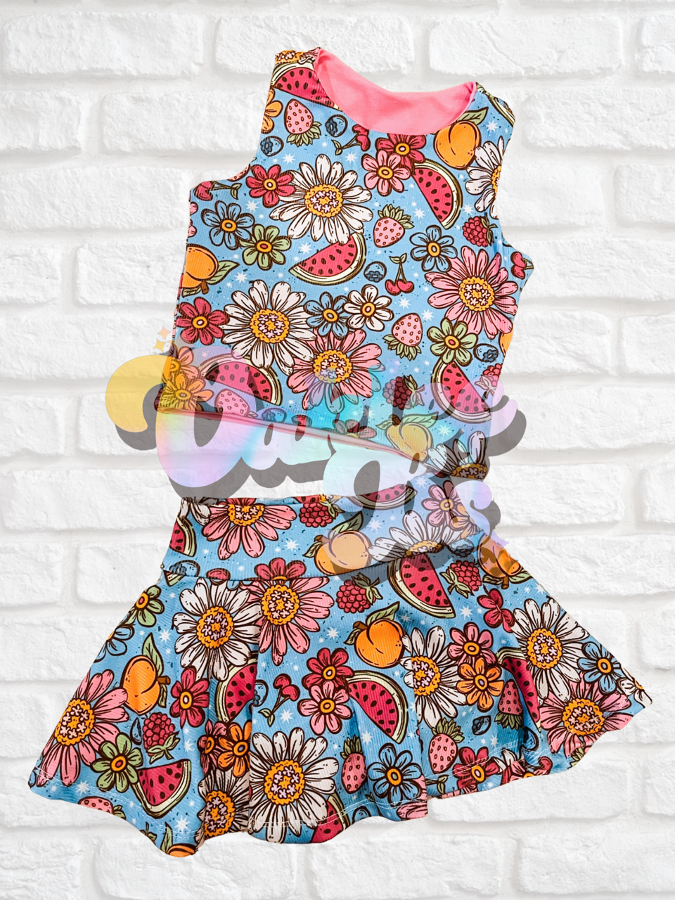 Watermelon Floral Reversible Jane Tank & Skirted Bummies