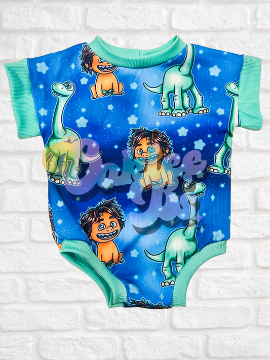 Good Dino Tee Romper w Snaps