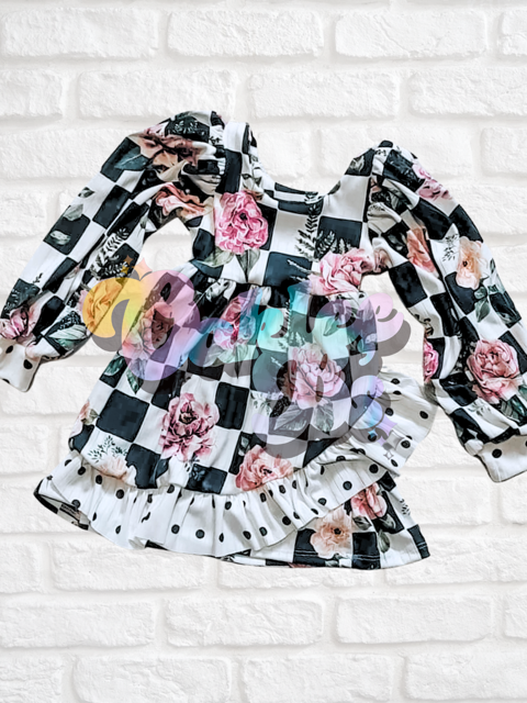 Floral Checks Petal Dress