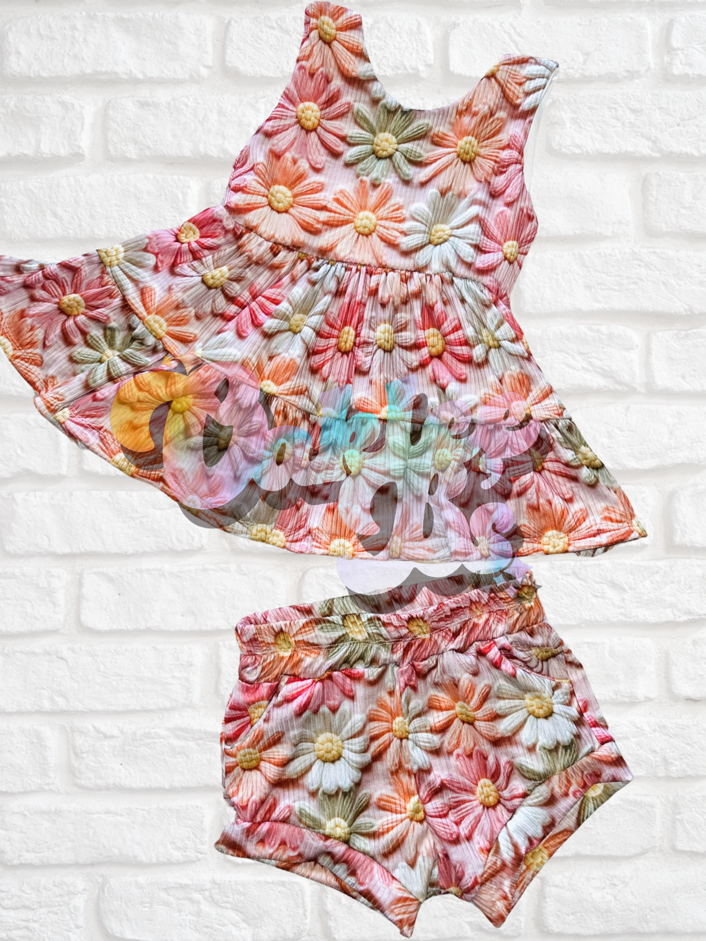 Floral Magnolia 2 Tier Ruffle Tank & Pocket Shorties