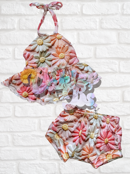Floral Olive Top & Shorties