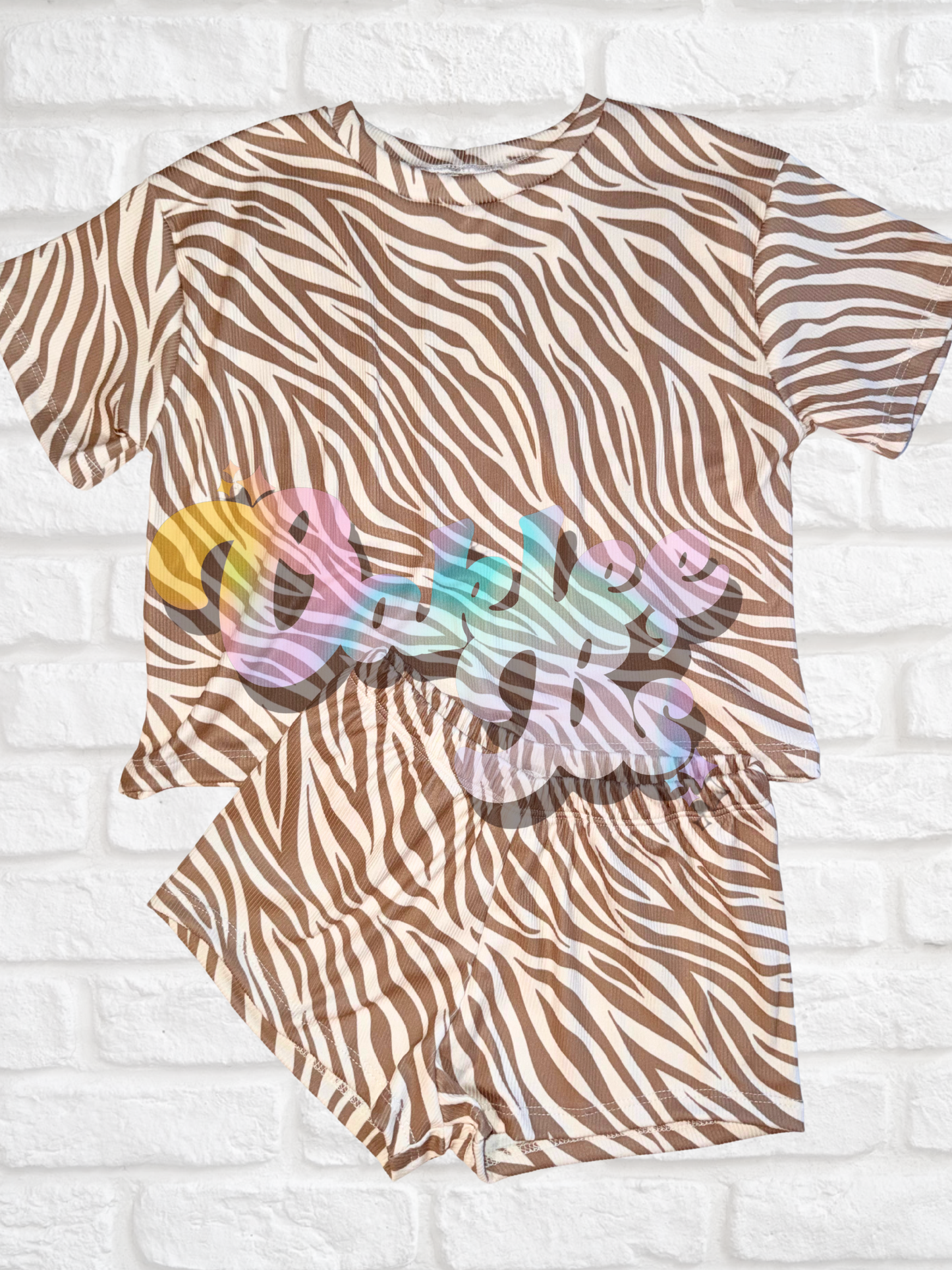 Neutral Zebra Oversized Tee & Breezy Shorts