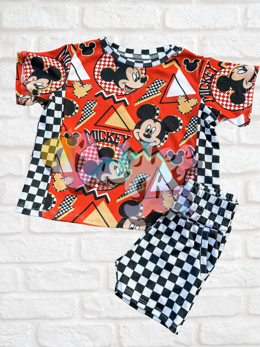 Red Mouse Olympia Tee & Checks Pocket Shorts