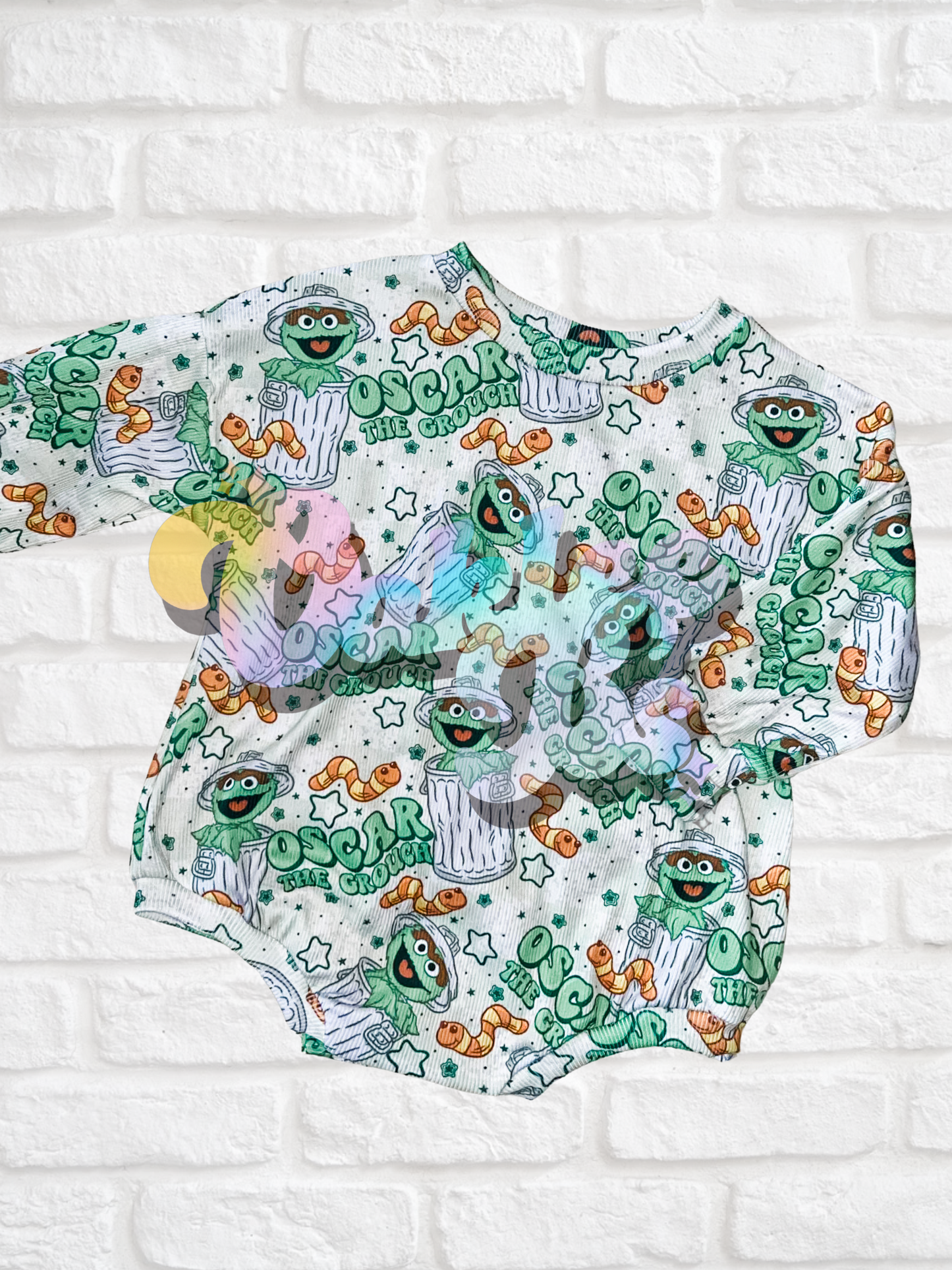 Green Grouch Sweater Romper w Snaps
