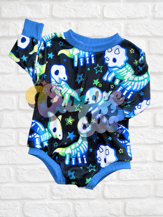 Halloween Dino's Sweater Romper w Snaps