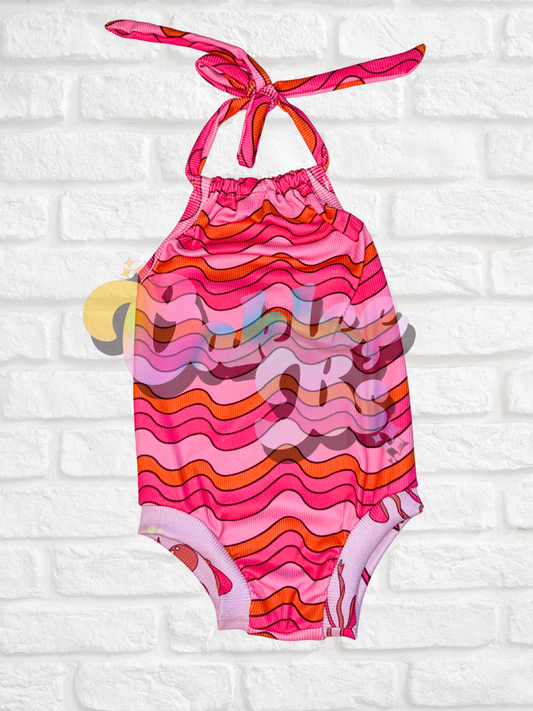 Pink Stripes Halter Romper
