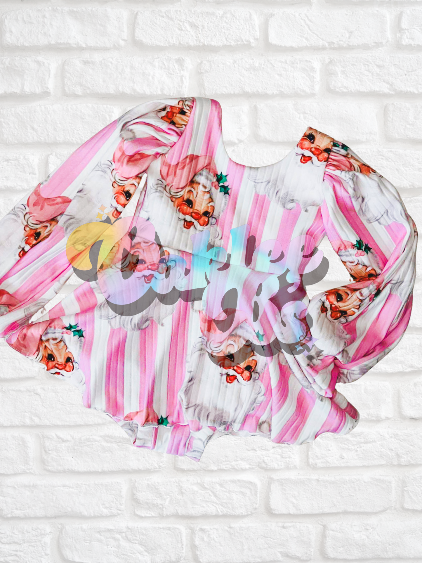 Pink Santa Petal Sleeve Brielle Romper