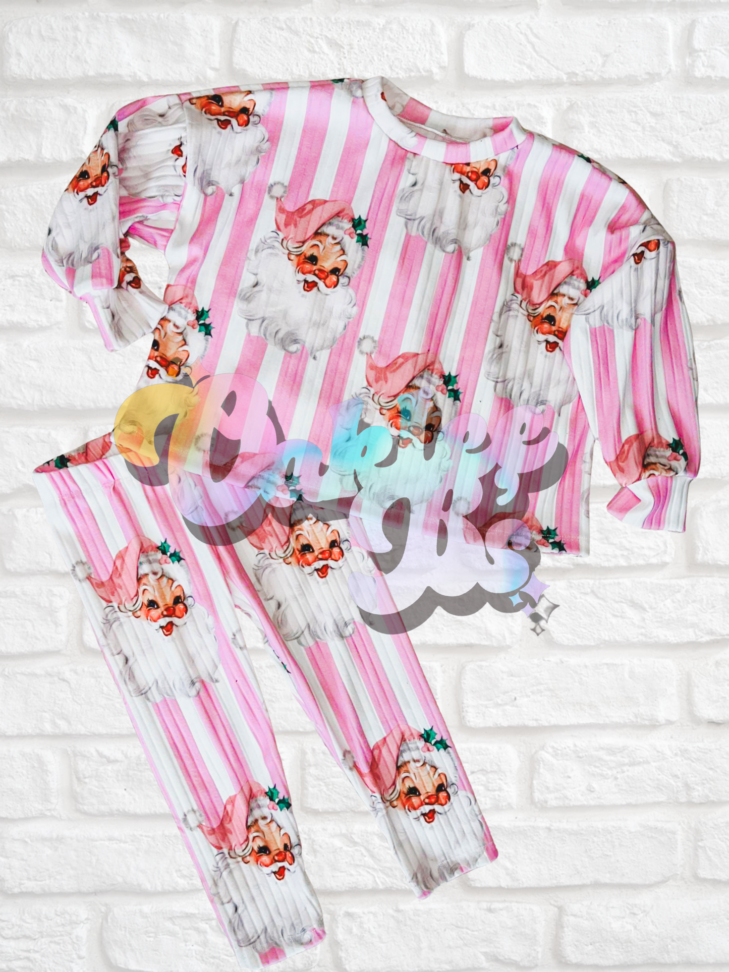 Pink Santa Oversized Long Sleeve Tee & Leggings