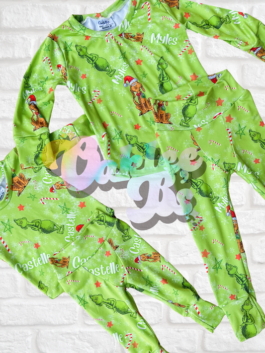 Gr33n M@n Custom Name Jammies