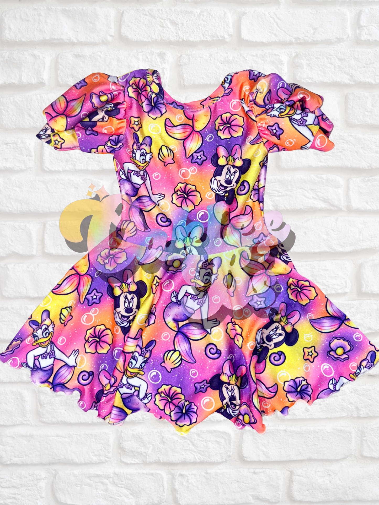 Mermaid Mouse Puff Sleeve Skirted Leo - Swim