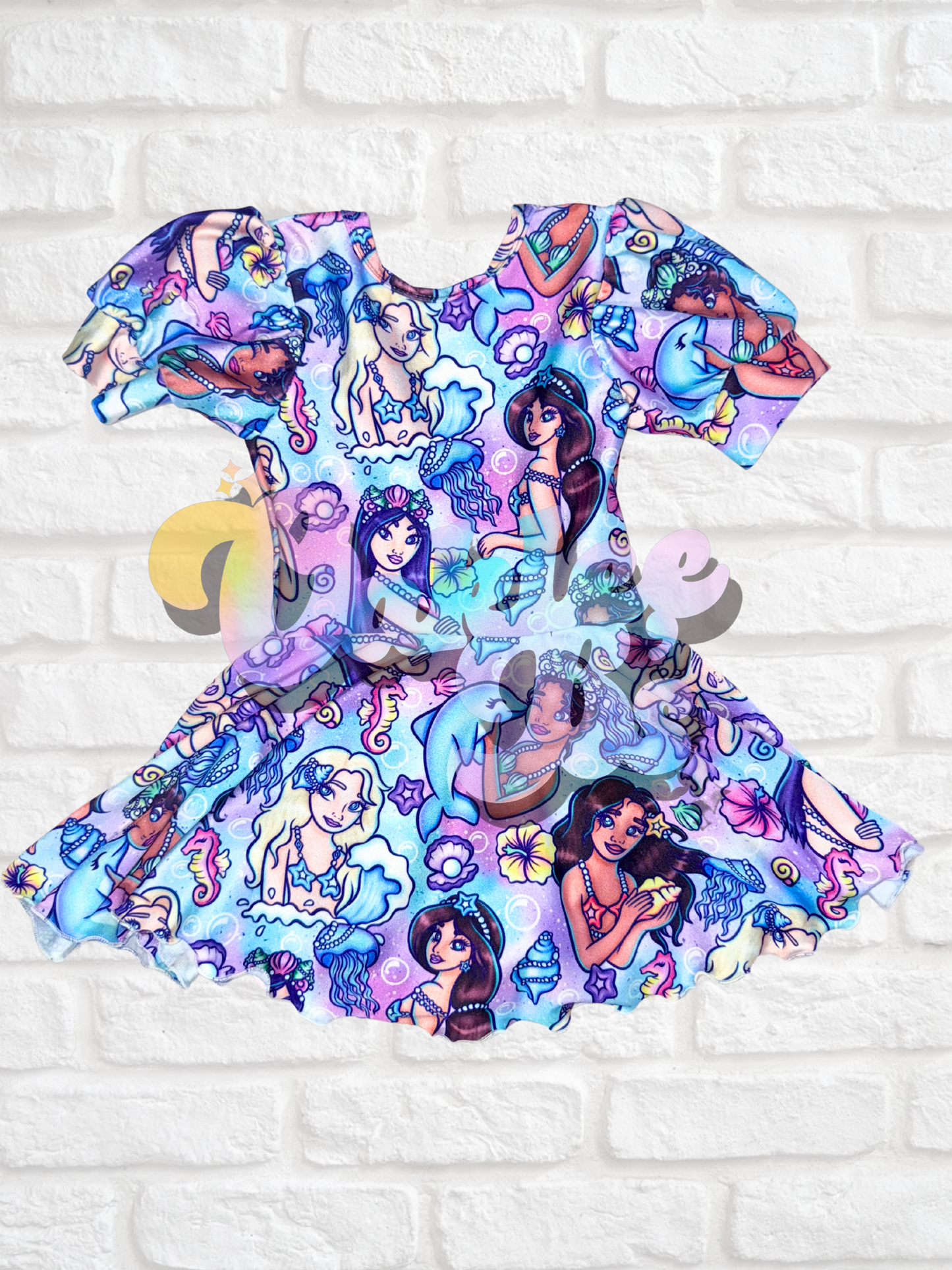 Mermaid Princess Puff Sleeve Skirted Leo - Swim