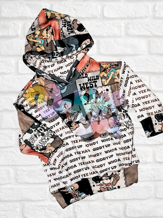 Western Mickey Brown Drip Hoodie