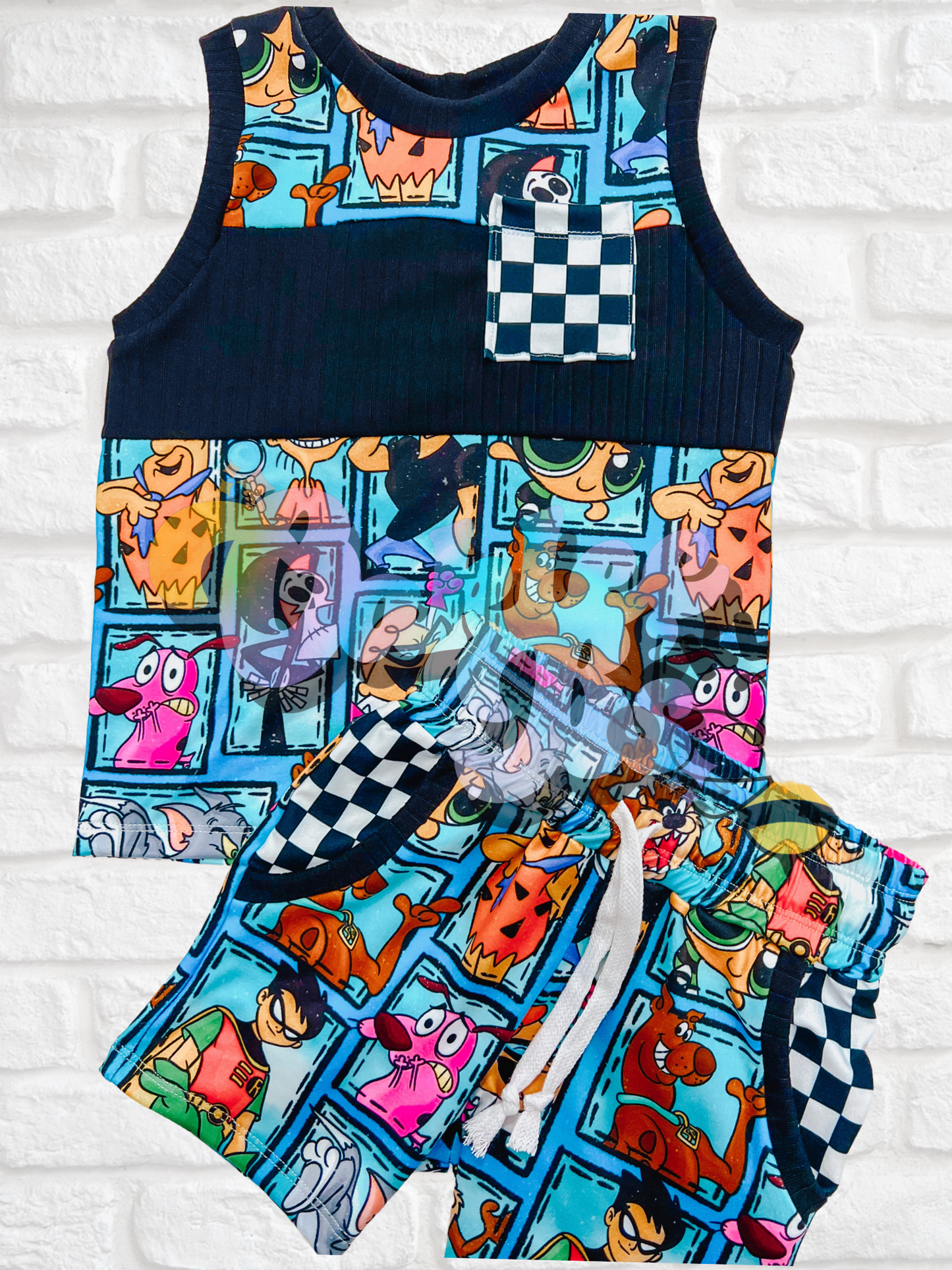 Nostalgia Cartoons Upton Pocket Tank & Pocket Shorts