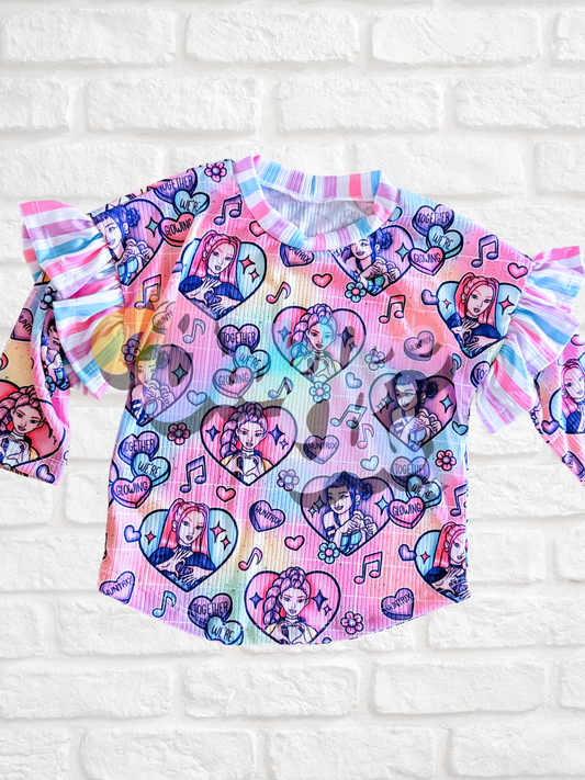 VDay KPop Long Sleeve Ruffle Dolman