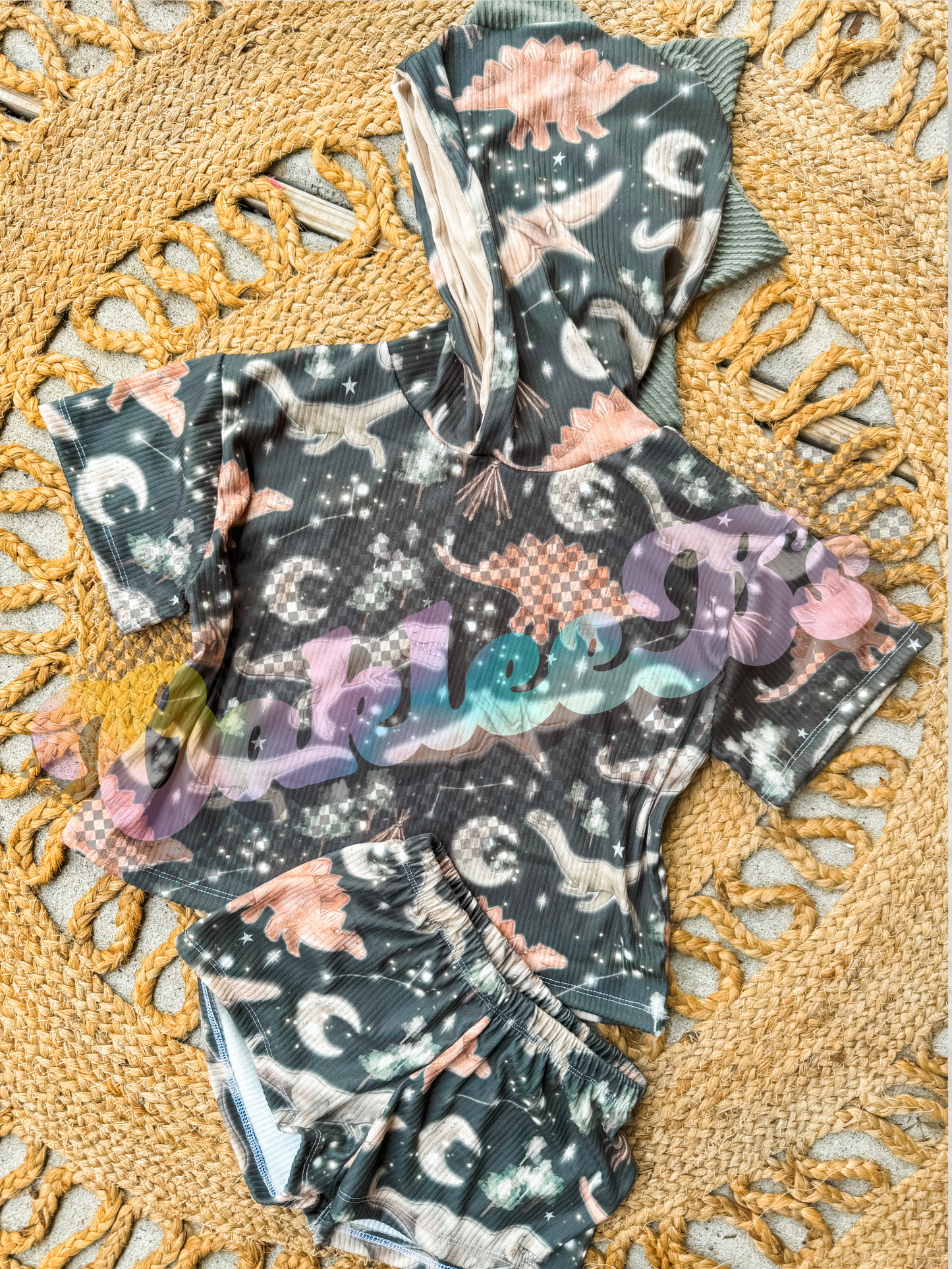 Dino Hooded Oversized Tee w/ Spikes & Breezy Shorts