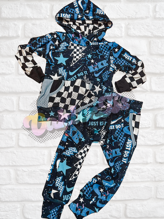 Blue Guy Swoosh Parker Hoodie & Pocket Joggers