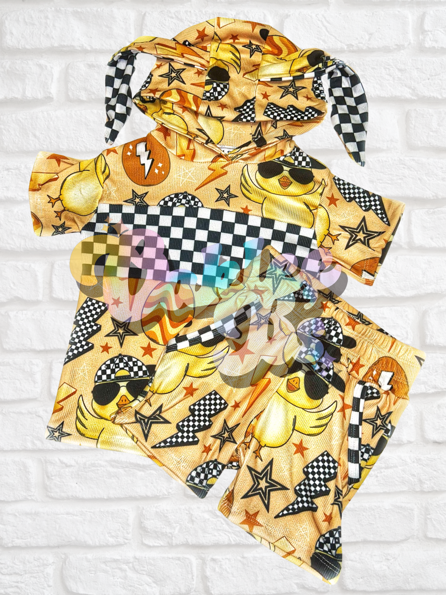 Checks Chicks Bunny Ear Hooded Upton & Pocket Shorts