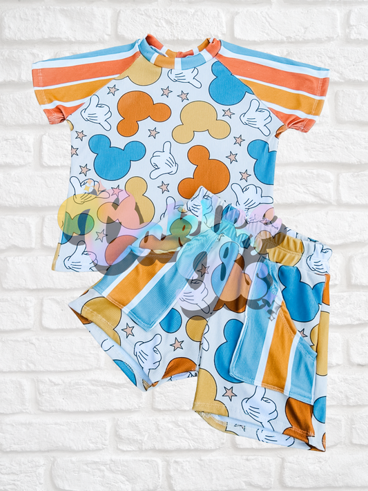 Mickey Heads Raglan Tee & Aspen Shorts